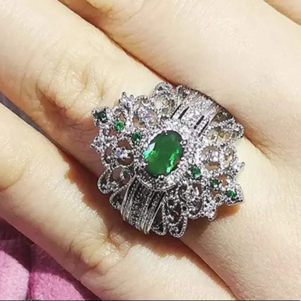 New 925 Silver Halo Engagement Party Ring - Picture 1 of 2